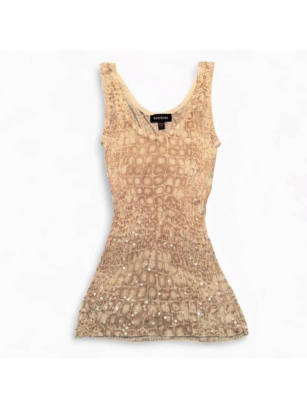 Vintage y2k Bebe Sequin Animal Print Top